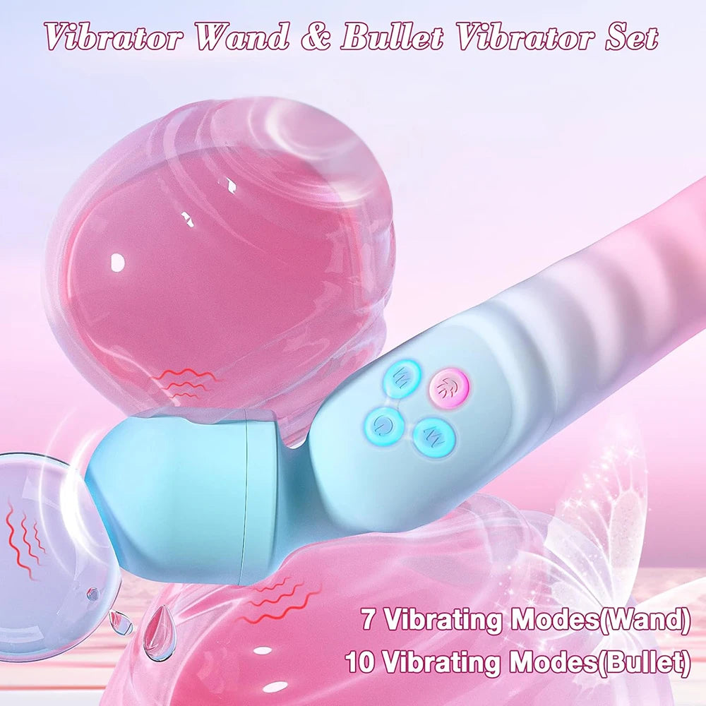 🪄🌈Magic Wand Play Chauffant – Vibromasseur Double Extrémité Point G & Clitoridien