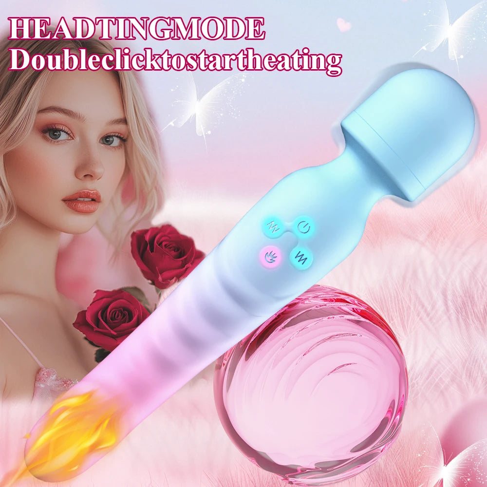 🪄🌈Magic Wand Play Chauffant – Vibromasseur Double Extrémité Point G & Clitoridien