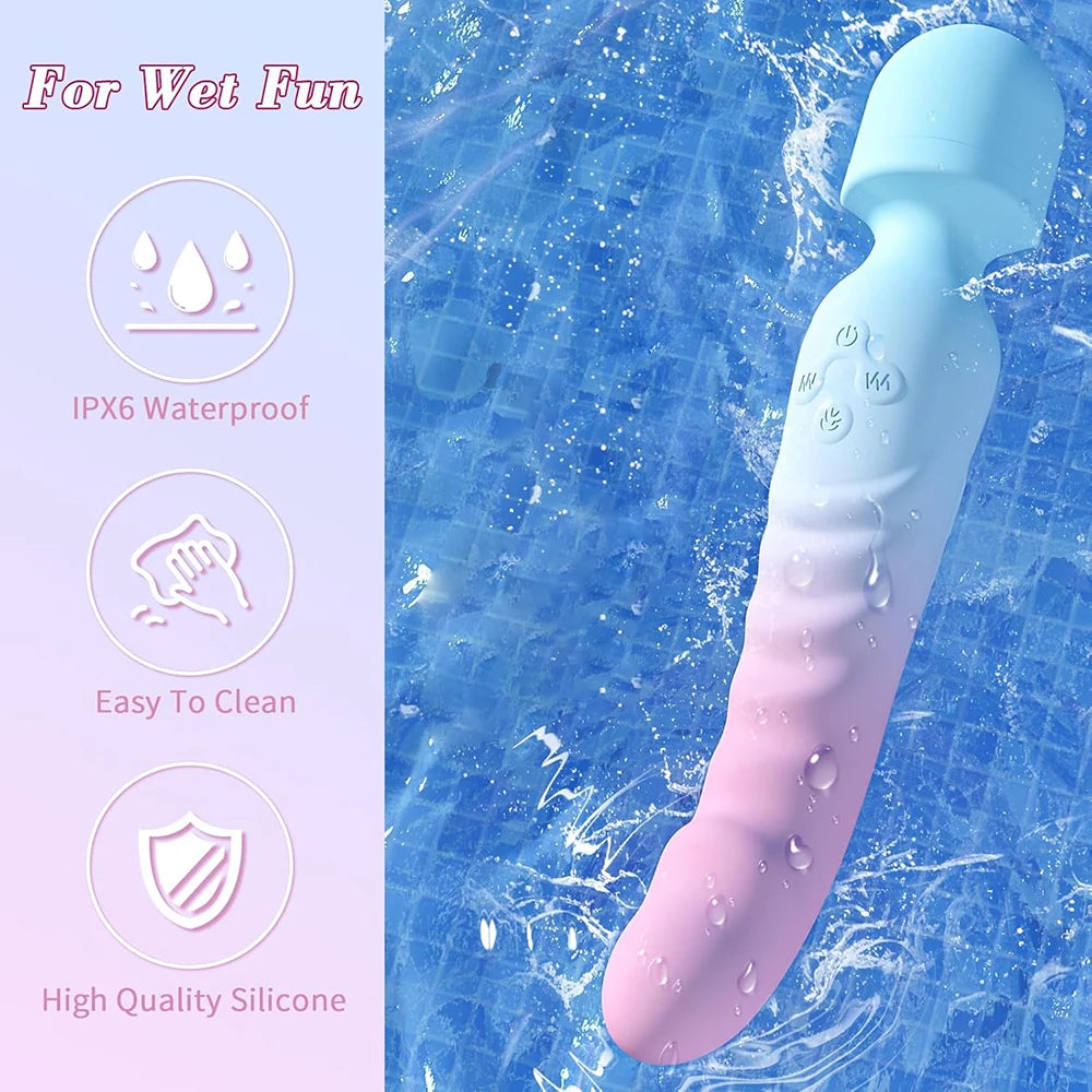 🪄🌈Magic Wand Play Chauffant – Vibromasseur Double Extrémité Point G & Clitoridien