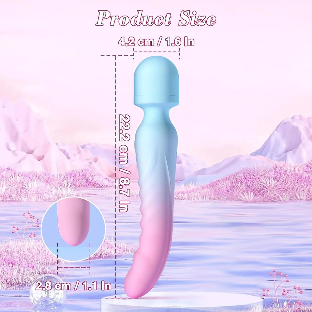 🪄🌈Magic Wand Play Chauffant – Vibromasseur Double Extrémité Point G & Clitoridien