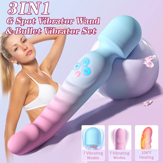🪄🌈Magic Wand Play Chauffant – Vibromasseur Double Extrémité Point G & Clitoridien