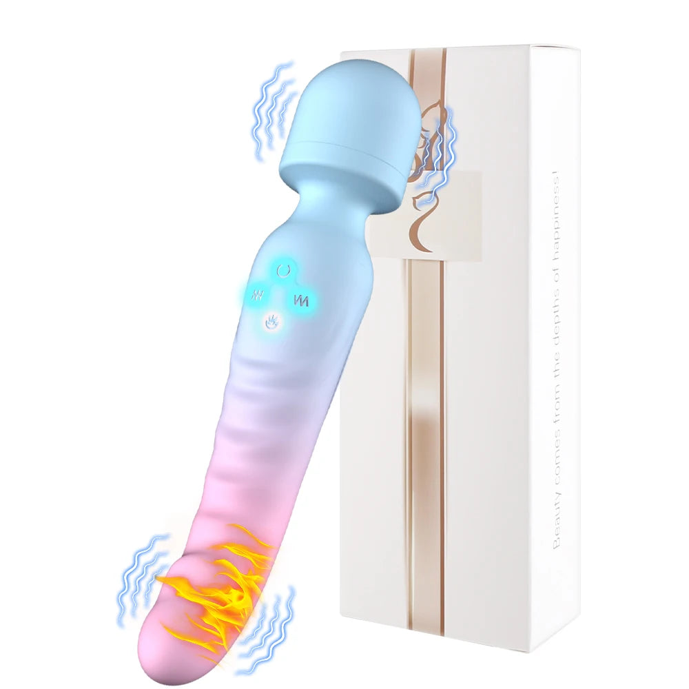 🪄🌈Magic Wand Play Chauffant – Vibromasseur Double Extrémité Point G & Clitoridien