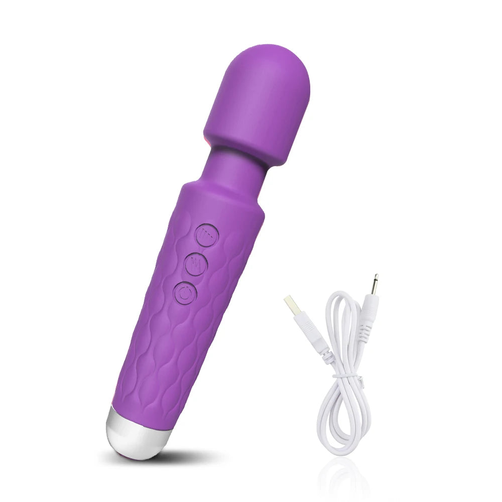 🪄🔥Magic Wand Play Pro – Vibromasseur 20 Modes, 8 Intensités, Tête Flexible, Étanche IPX7