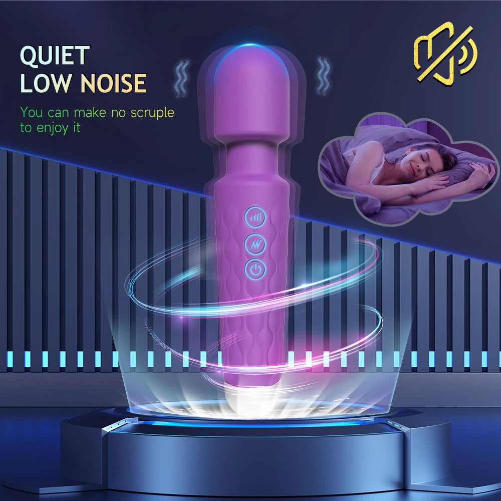 🪄🔥Magic Wand Play Pro – Vibromasseur 20 Modes, 8 Intensités, Tête Flexible, Étanche IPX7