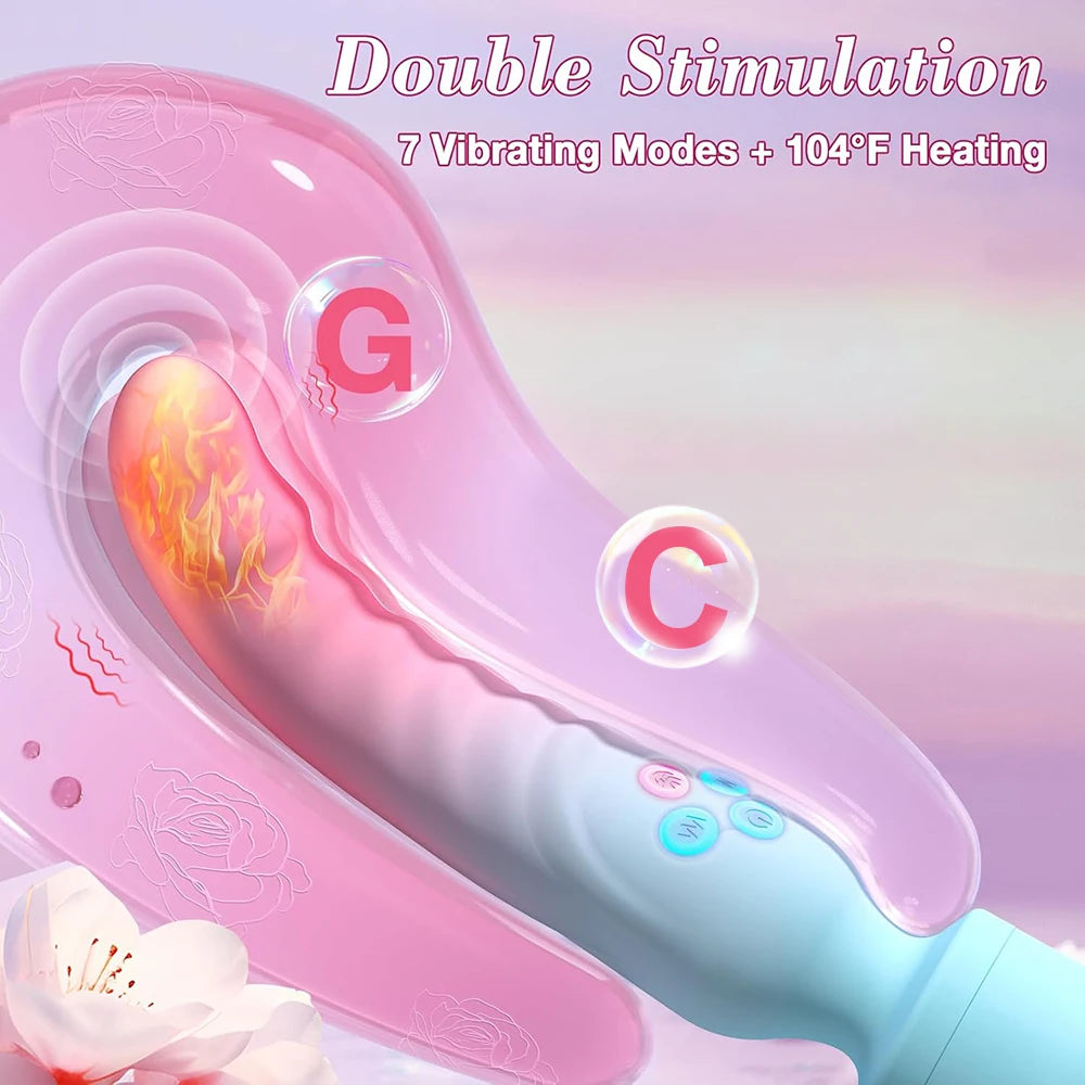 🪄🌈Magic Wand Play Chauffant – Vibromasseur Double Extrémité Point G & Clitoridien