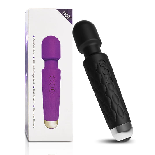🪄🔥Magic Wand Play Pro – Vibromasseur 20 Modes, 8 Intensités, Tête Flexible, Étanche IPX7