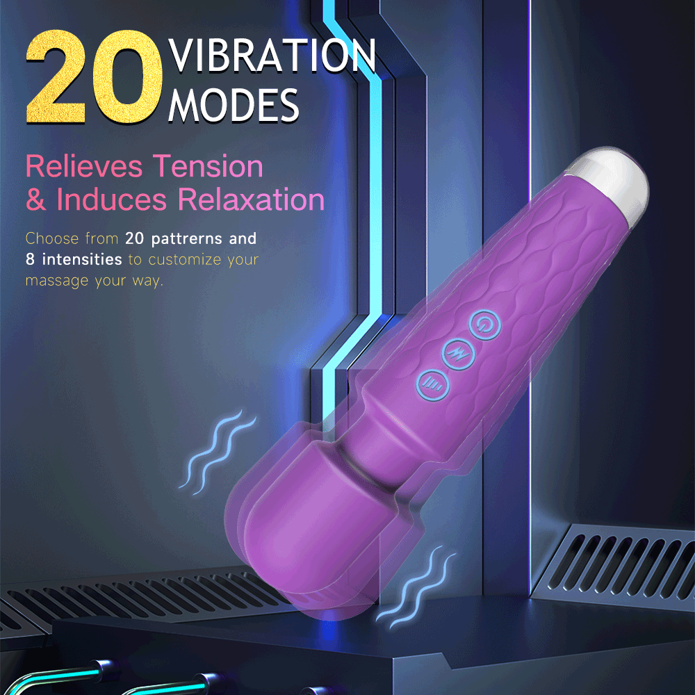 🪄🔥Magic Wand Play Pro – Vibromasseur 20 Modes, 8 Intensités, Tête Flexible, Étanche IPX7