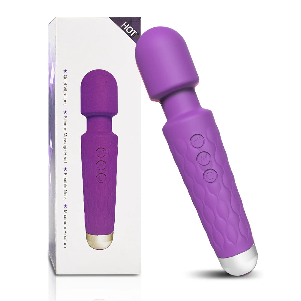 🪄🔥Magic Wand Play Pro – Vibromasseur 20 Modes, 8 Intensités, Tête Flexible, Étanche IPX7